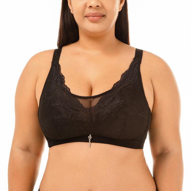 Women Plus Size Lace Push Up Full Coverage Bra - CHALIER