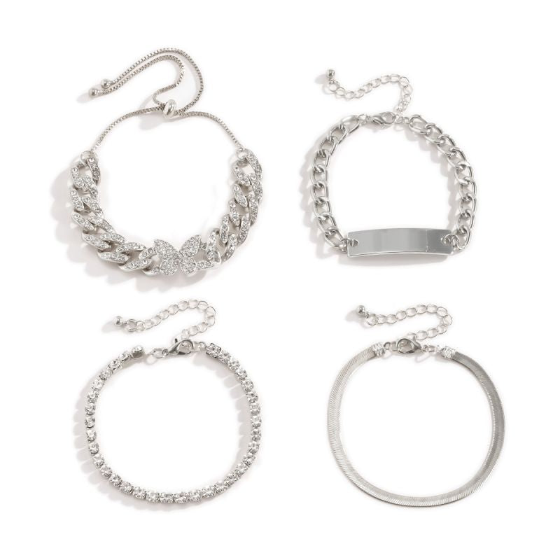 Female Fashionable Bracelets Woman Design Silver Butterfly Hot Jewelry Set