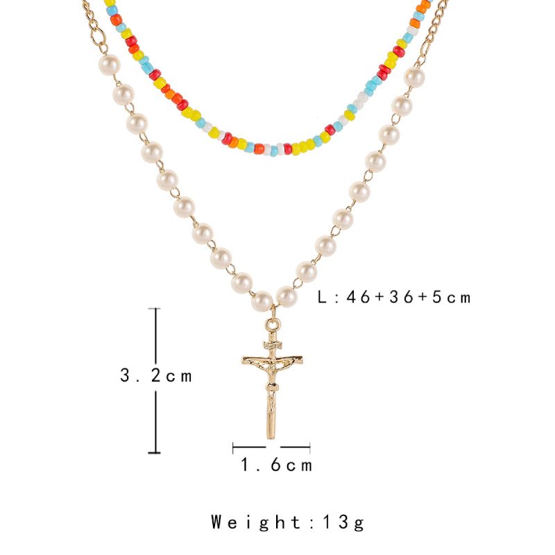 Female Hot Necklaces Women Gold Layered Cross Choker Jewelry