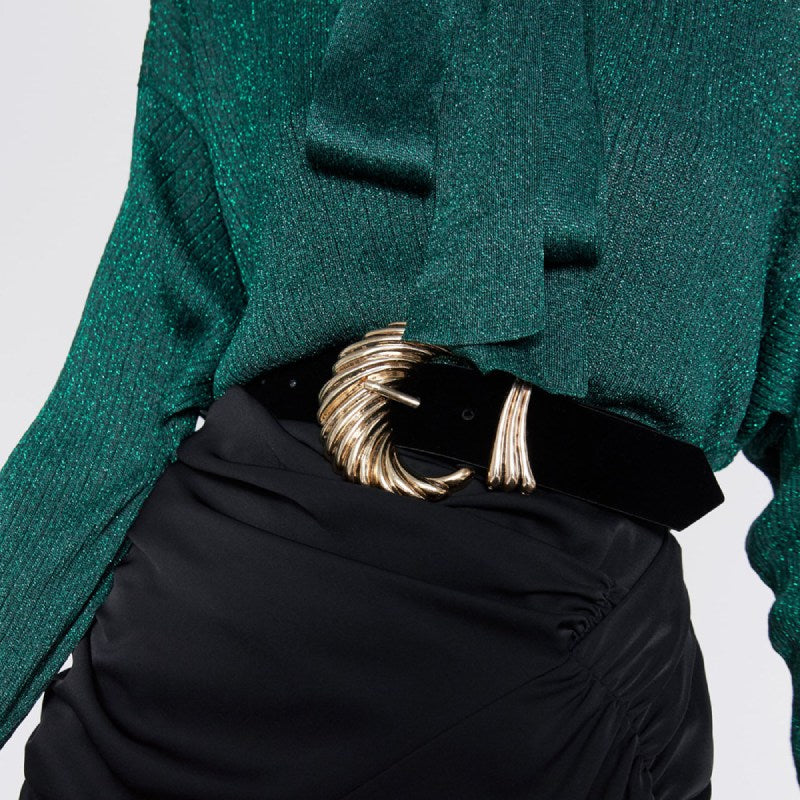 Women Fashion Dress Belt Design Circle Gold Metal Belt