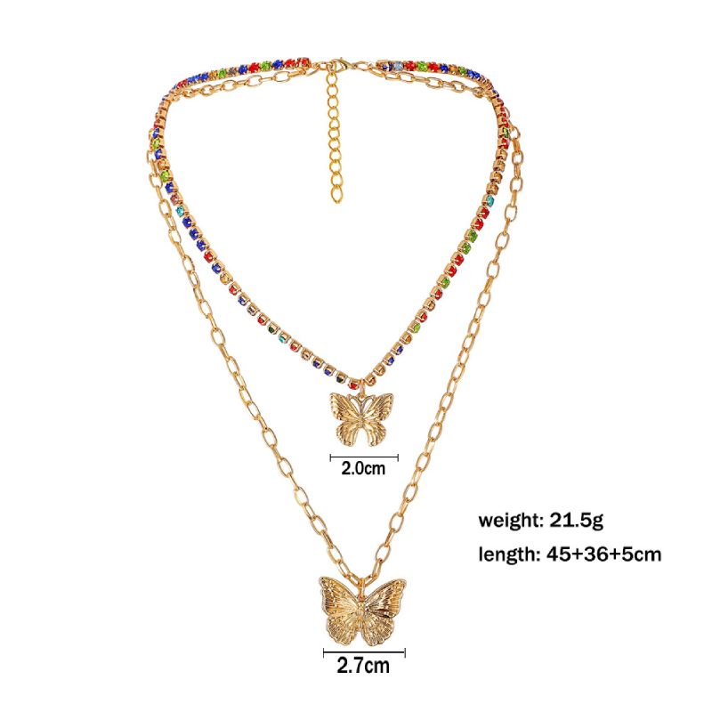 Female Design Necklaces Women Gold Layered Butterfly Choker Jewelry