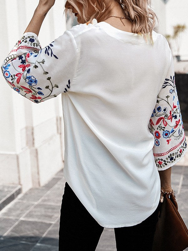 Women's Fashion Top Casual Embroidery Design Shirt