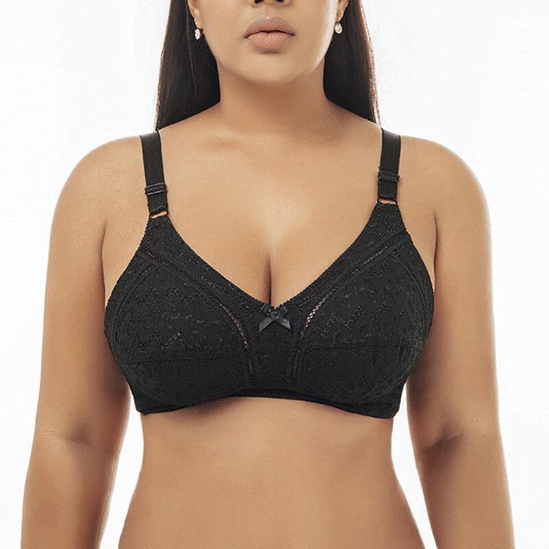 Womens Plus Size Padded Push Up Sexy Comfort bowknot Pattern Bra - CHALIER