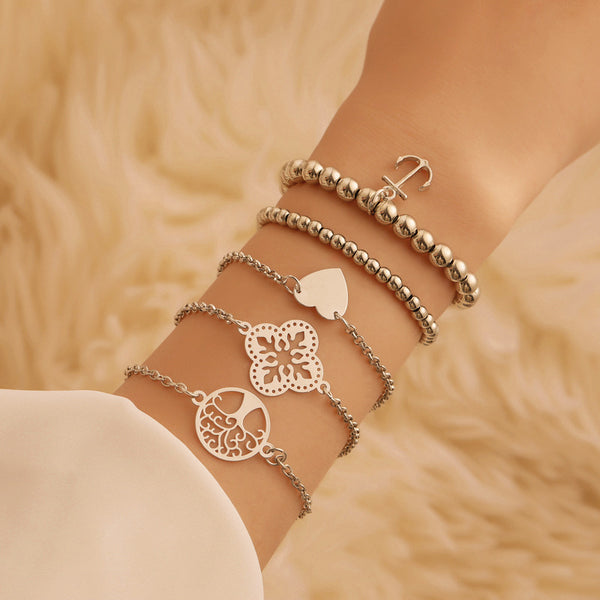 Female Hot Bracelets Women Silver Cool Design Jewelry Set