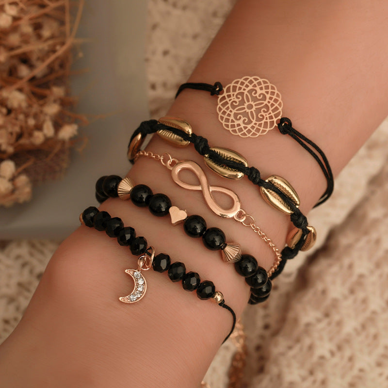 Female Bohemia Bracelets Women Hot Black Jewelry Set