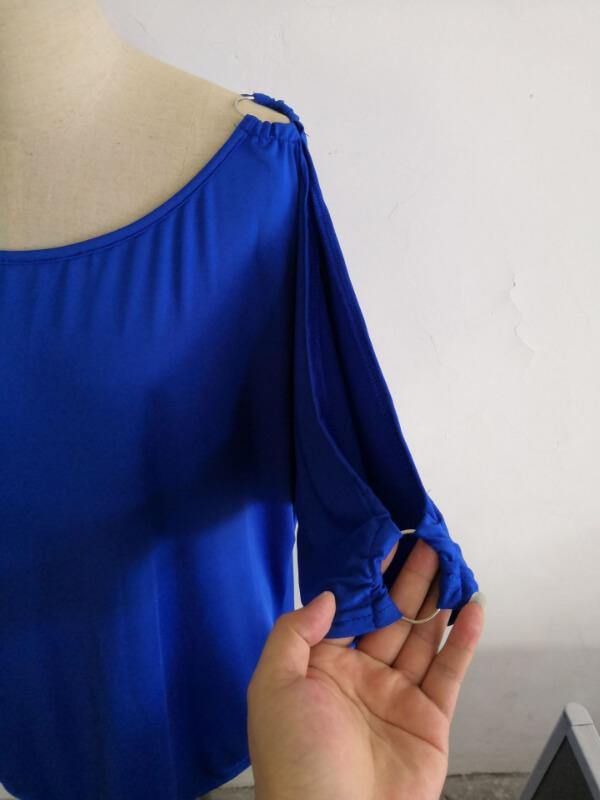 Women Cold Shoulder Round Neck Plus Size T-Shirt - CHALIER