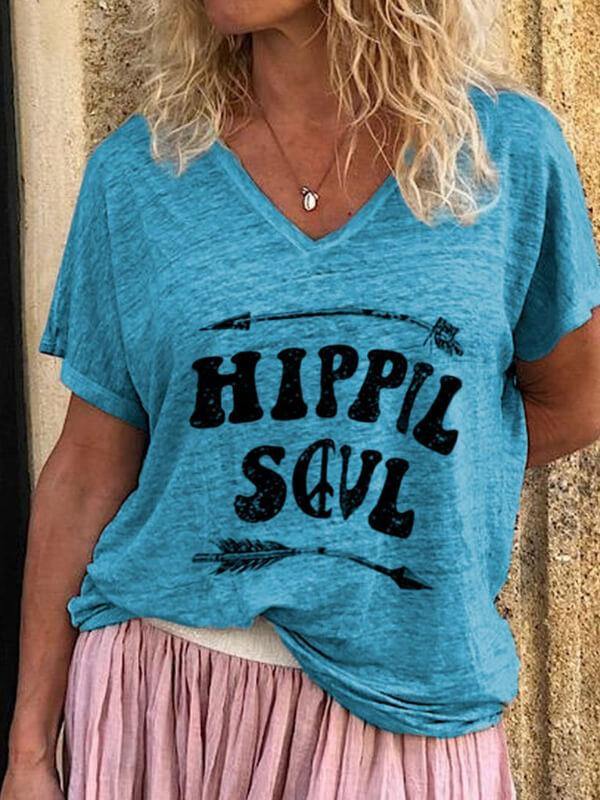 Women Letter Printed Casual Short Sleeve T-Shirt - CHALIER