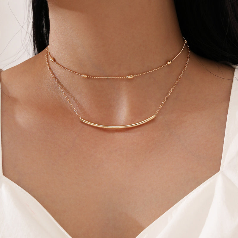 Female Layered Necklaces Women Gold Simple Choker