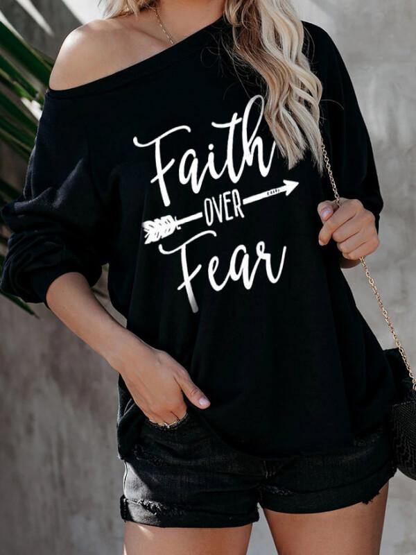 Letter Printed Round Neck Casual T-Shirt - CHALIER