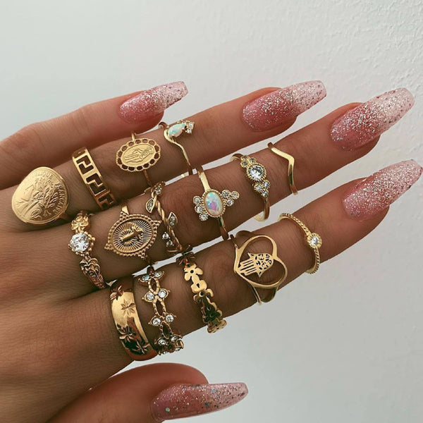 Female Design Hot Rings Gold Fashionable Jewelry Set