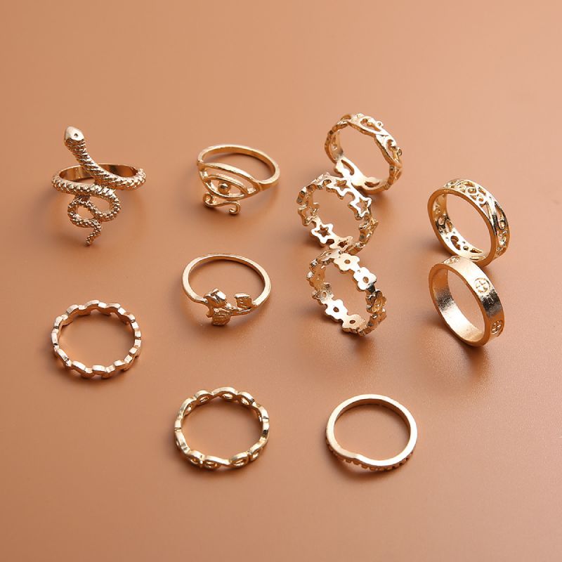 Female Design Rings Hot Gold Snack Woamn Jewelry Set