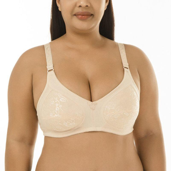 Womens Plus Size Padded Sexy Comfort Lace Jacquard Plain Pattern Push Up Bra - CHALIER