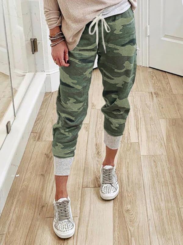Chalier Gray Camo Print Knit Sport Pants - CHALIER