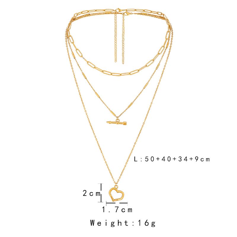 Female Hot Necklaces Women Gold Heart Choker Long Design Jewelry