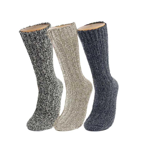 Mens Crew Wool Socks Premium Winter Warm Thick Hosiery Snow Boot Ladies/Male 3 Pairs Pack Socks - CHALIER