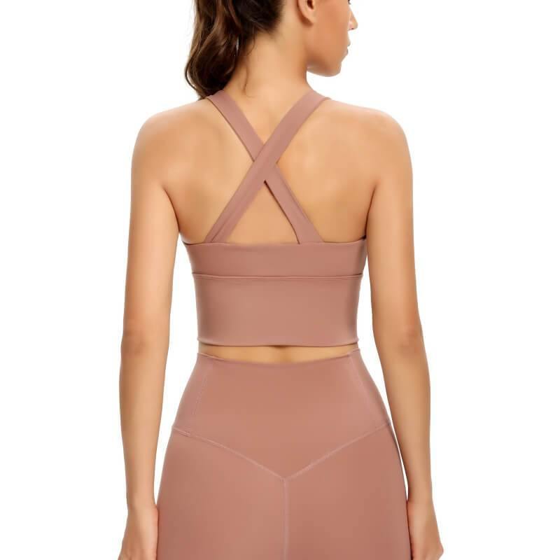 Womens Zip Front Sports Bra Wireless Bra Active Yoga Sports Soft Support Bra - CHALIER