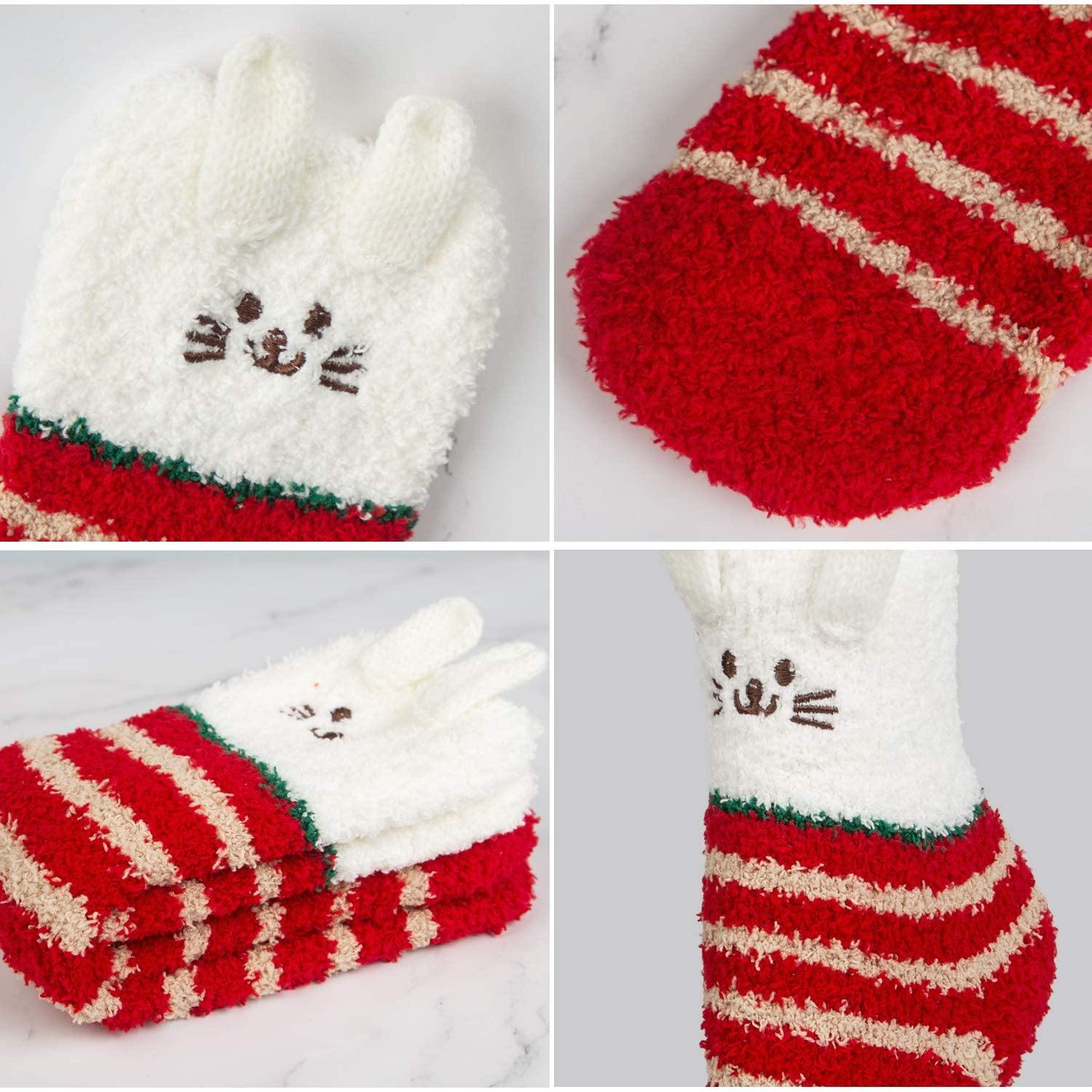 Womens Fuzzy Cute Animals Socks Winter Soft Slipper Cozy Fluffy Socks Gifts 5 Pairs - CHALIER