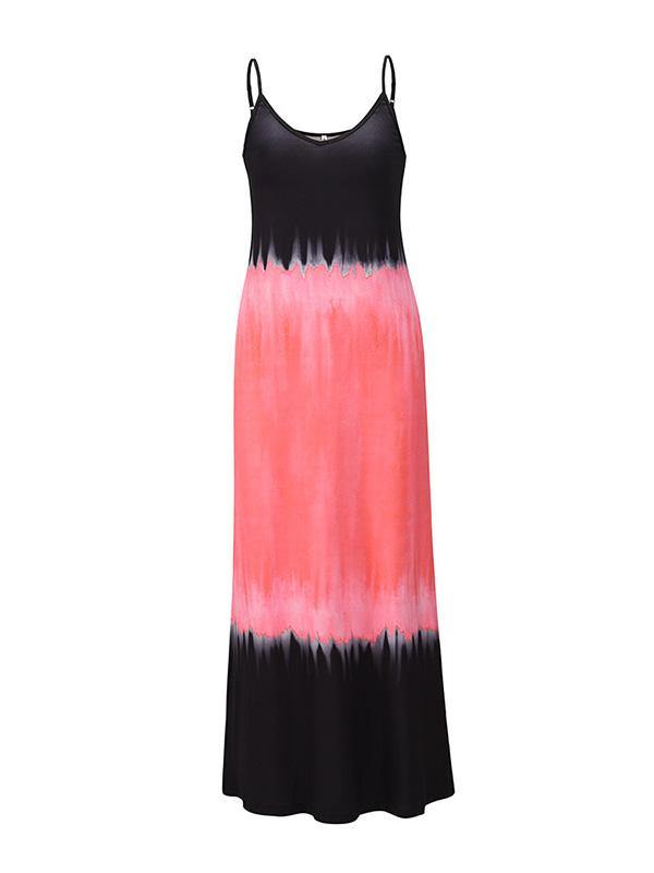 Women's Gradient Color Sleeveless Beach Strap Maxi Dress Holiday - CHALIER