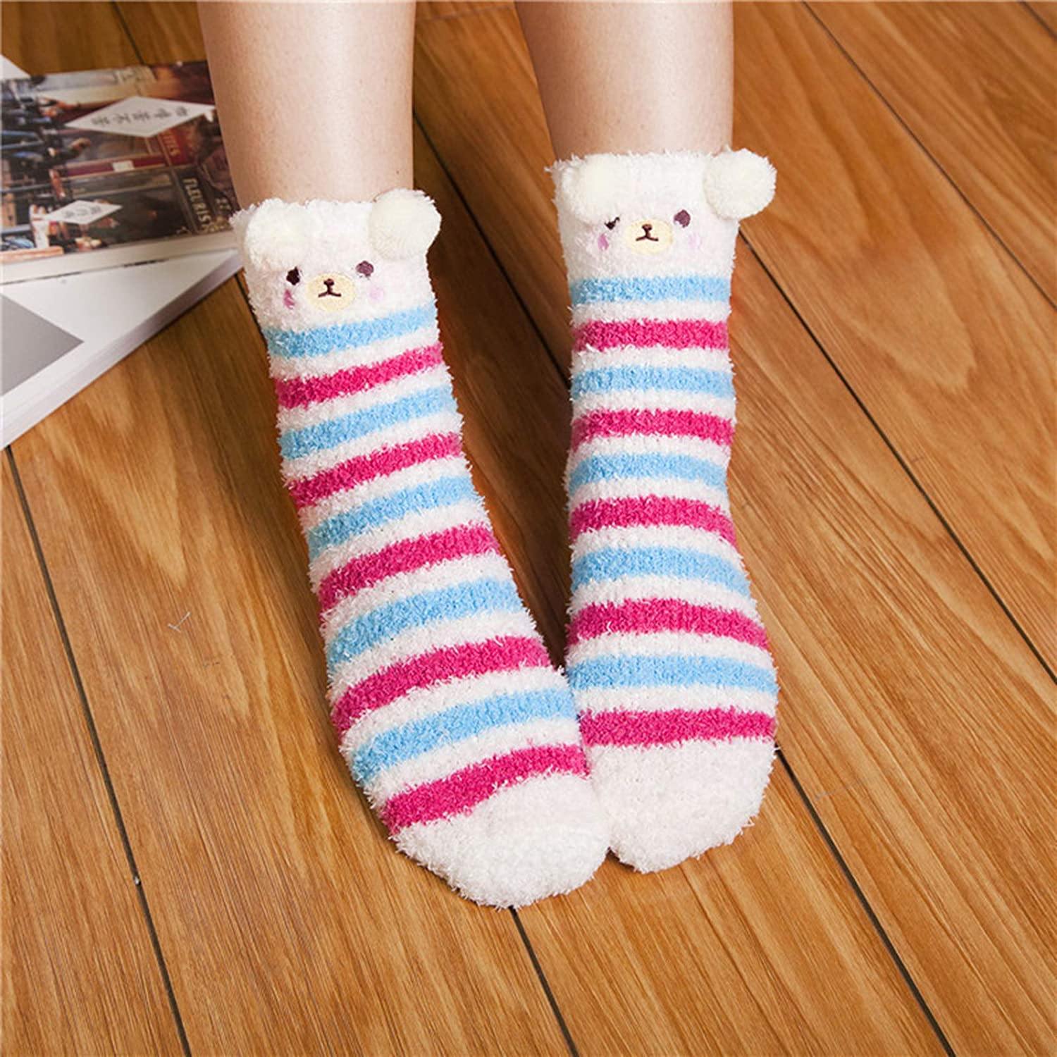 Womens Fuzzy Cute Animals Socks Winter Soft Slipper Cozy Fluffy Socks Gifts 5 Pairs - CHALIER