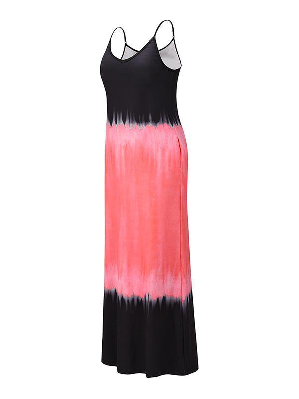 Women's Gradient Color Sleeveless Beach Strap Maxi Dress Holiday - CHALIER