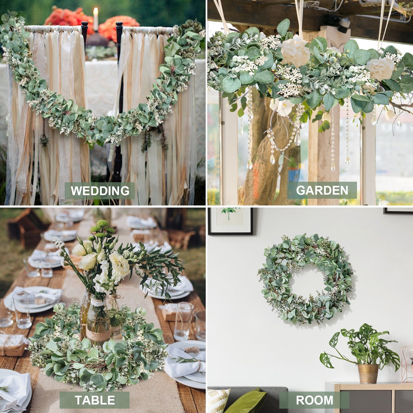 6.56 Ft Eucalyptus Garland Lush Silver Dollar Eucalyptus Leaves Boxwood Artificial Greenery Garland Faux Vines For Wedding Party