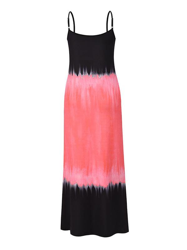 Women's Gradient Color Sleeveless Beach Strap Maxi Dress Holiday - CHALIER