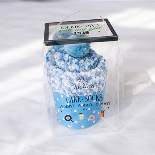 Womens Warm Winter Slipper Wool Socks Cup Cake Gift Box Family Socks - CHALIER