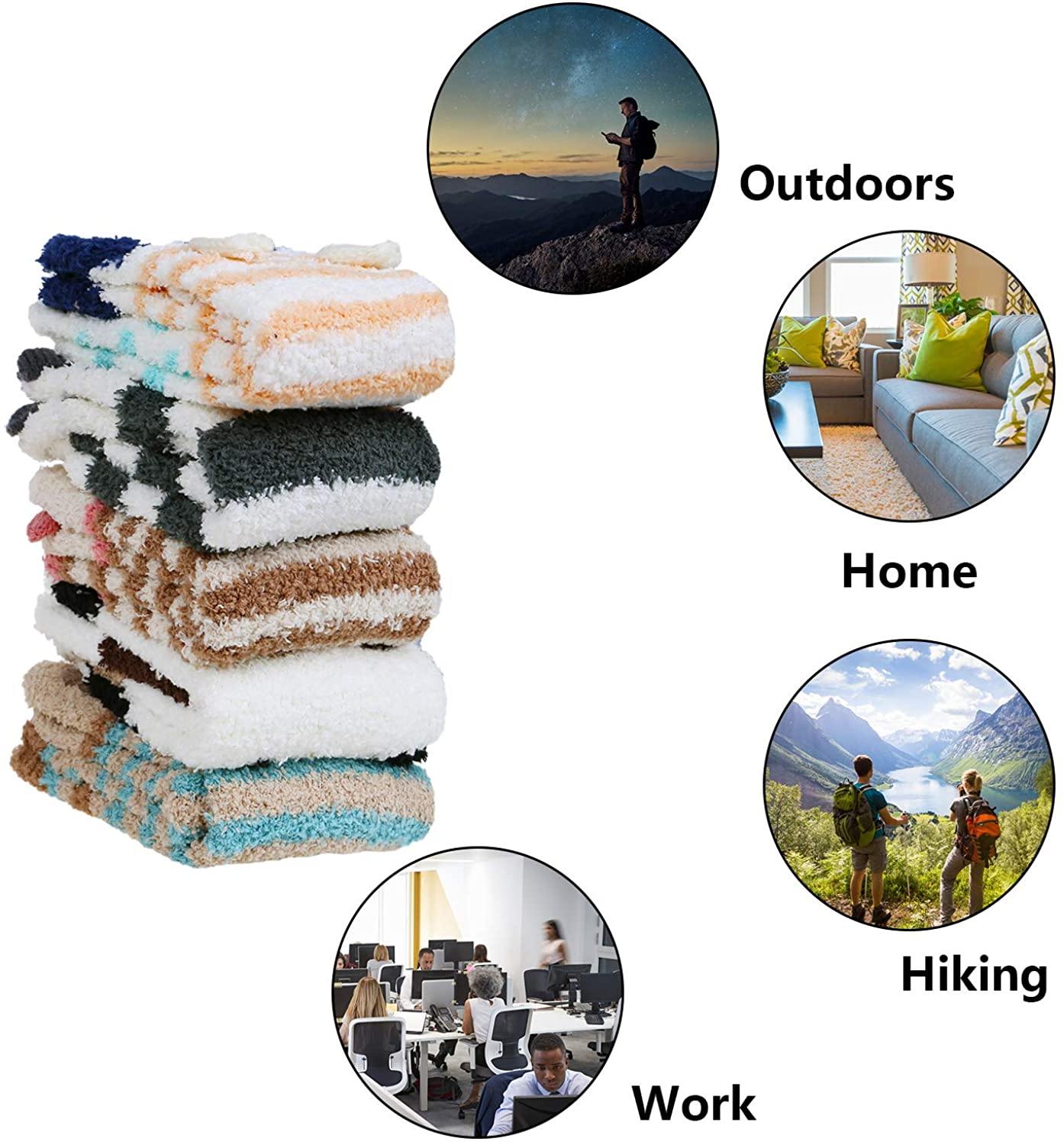 Womens Winter Soft Slipper Cozy Fluffy Socks Fuzzy Cute Animals Socks Gifts 5 Pairs - CHALIER