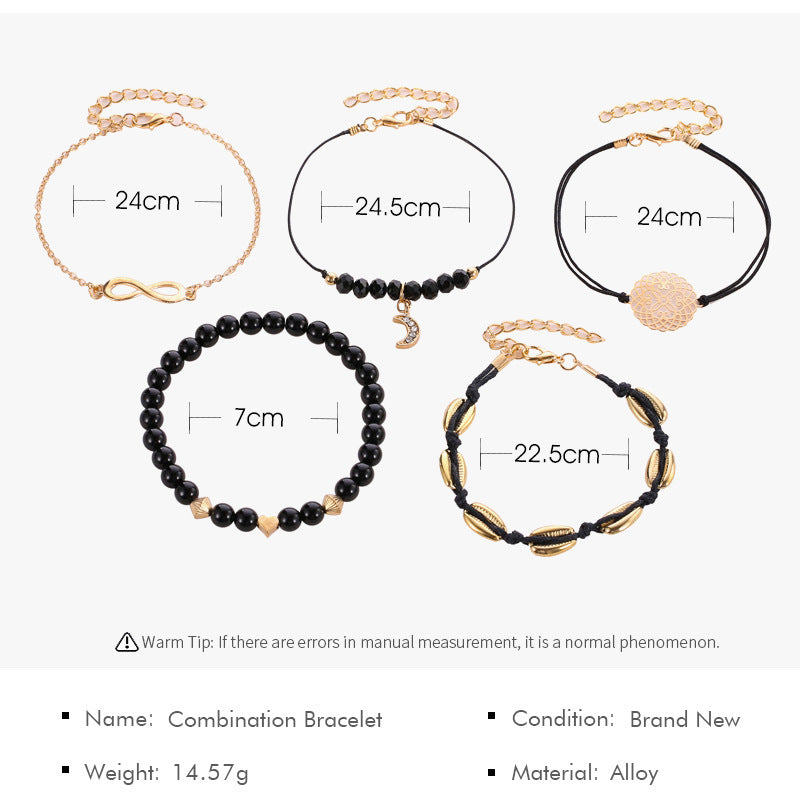Female Bohemia Bracelets Women Hot Black Jewelry Set