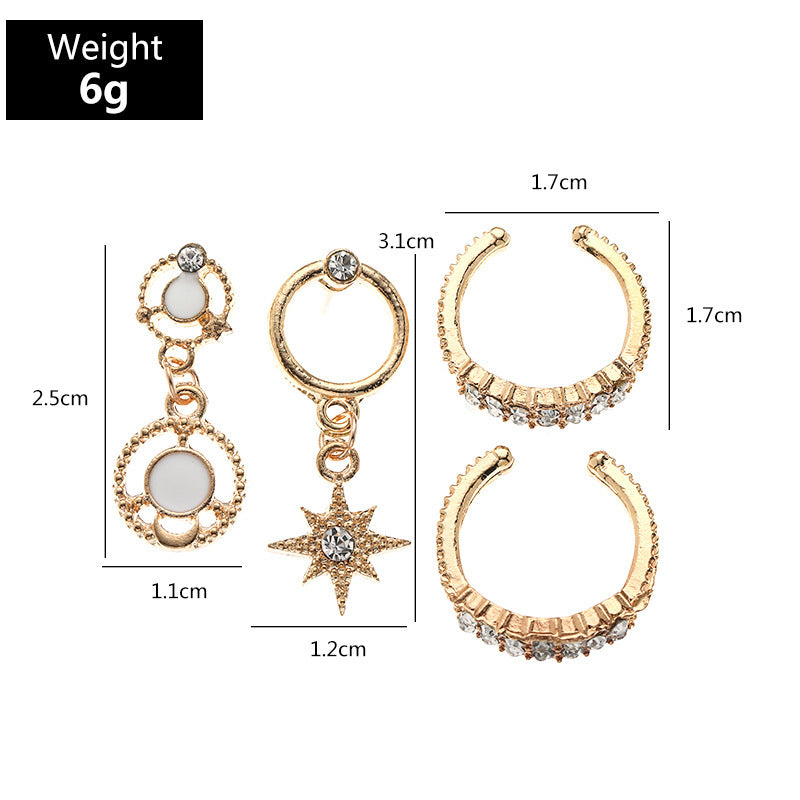 Female Design 4PCS Hoops Women Gold Earrings