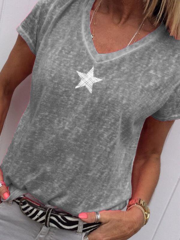 Women Plus Size Casual Short Sleeve T-Shirt - CHALIER