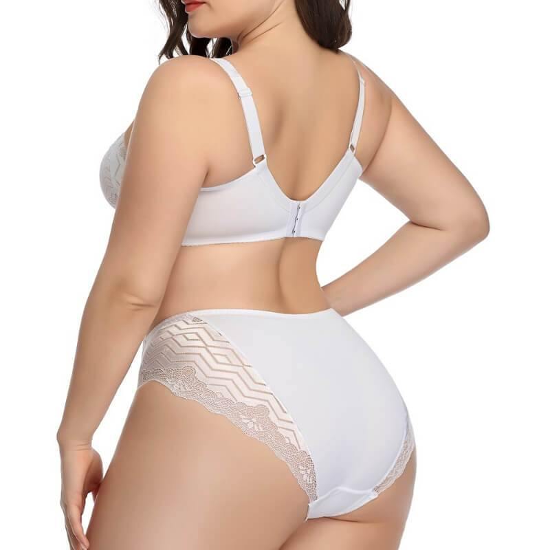 Women Plus Size Sexy Bra Comfort Breathable Full Coverage Lingerie Set - CHALIER