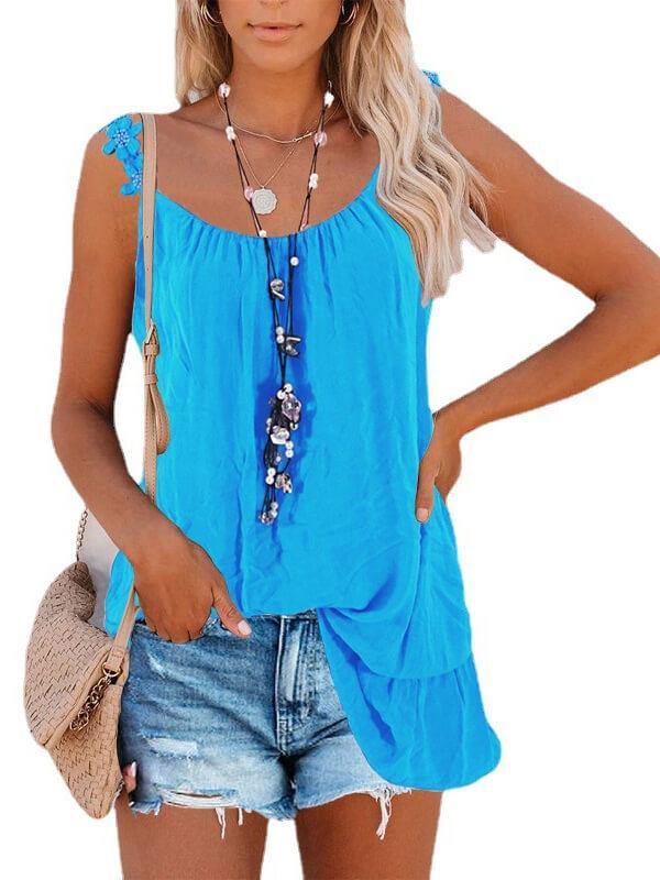 Ladies Stitching Solid Tank Tops - CHALIER