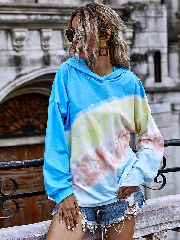 Women's Tie-dye Printed Long Sleeve Hoodie - CHALIER