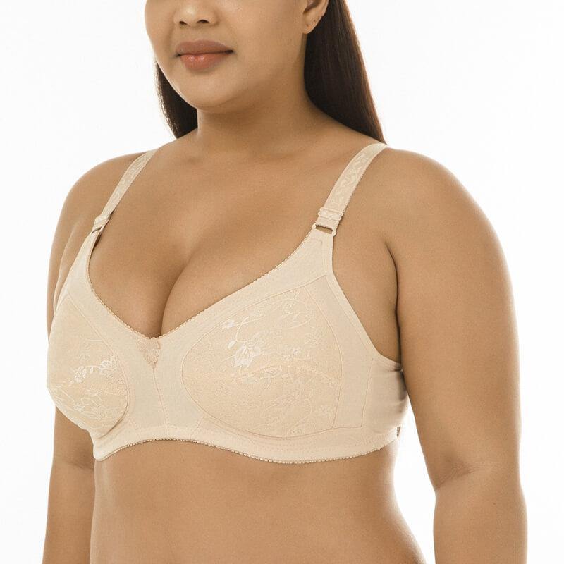 Womens Plus Size Padded Sexy Comfort Lace Jacquard Plain Pattern Push Up Bra - CHALIER