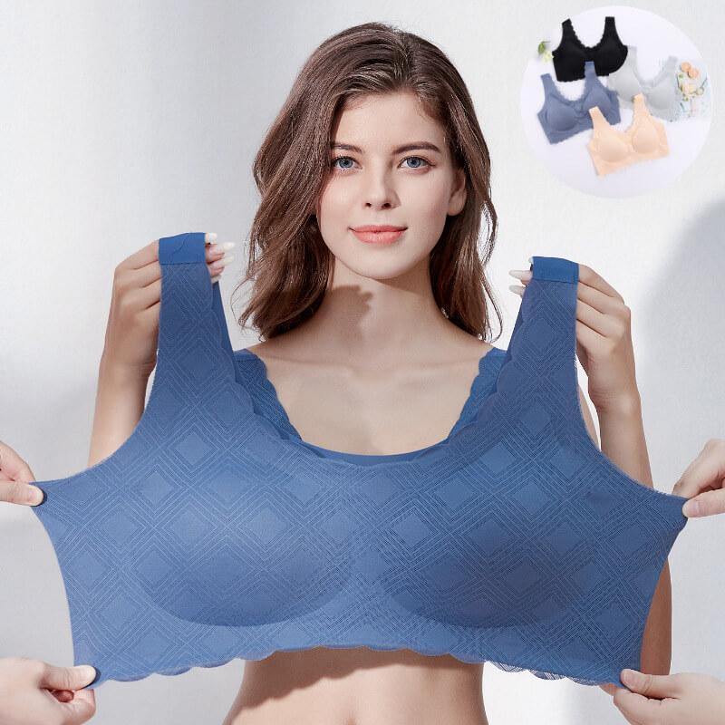 Women Plus Size Push Up Seamless Wirefree Breathable Soft Bra - CHALIER