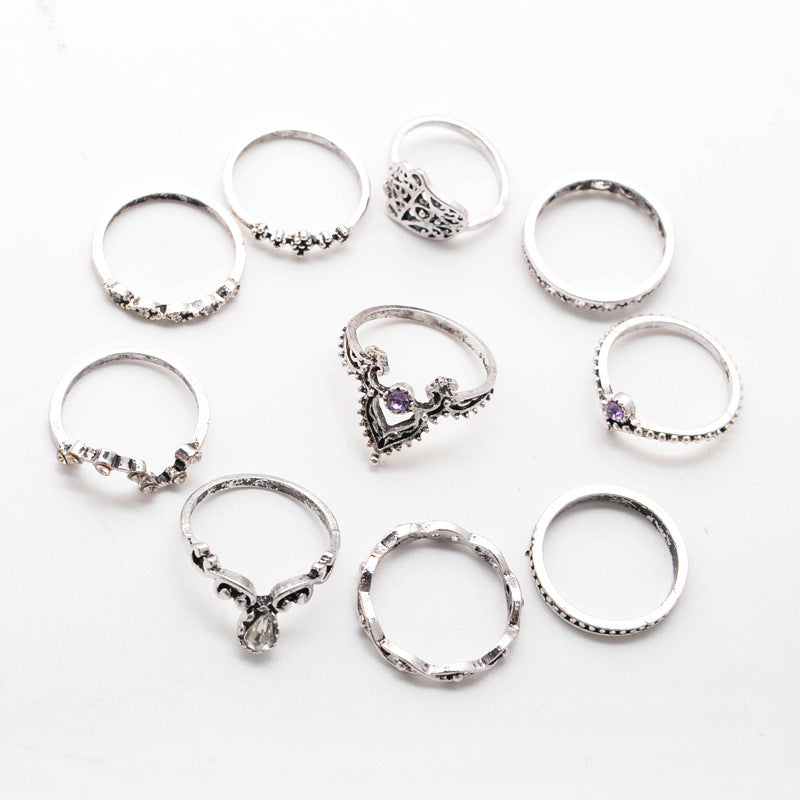 Female Design Silver Rings Woman Bohemia Fashionable Jewelry Set