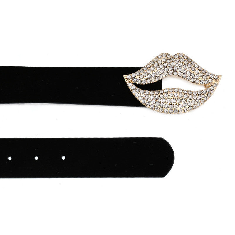 Women Design Dress Belt Fashion Lip Metal Belt