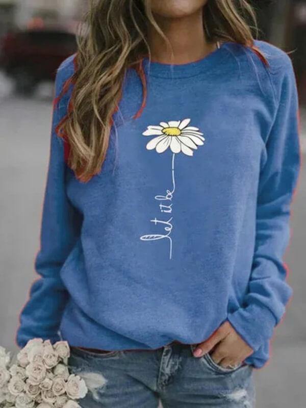 Daisy Printed Patchwork Long Sleeve Shirts & Tops - CHALIER