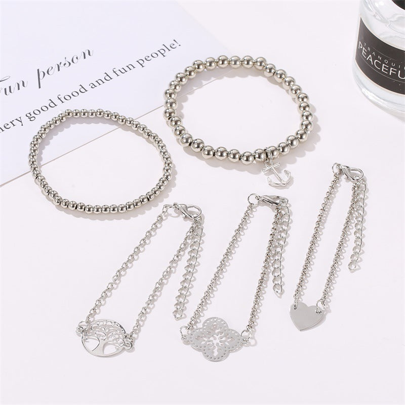 Female Hot Bracelets Women Silver Cool Design Jewelry Set