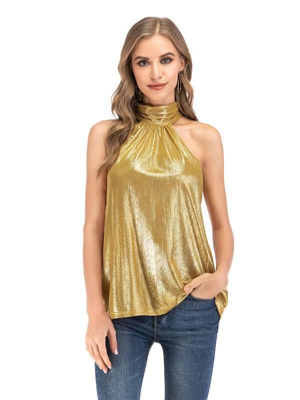 Womens Cold Shoulder Sleeveless Casual Tank Top - CHALIER