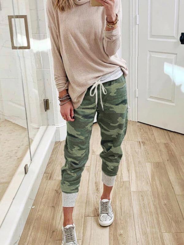 Chalier Gray Camo Print Knit Sport Pants - CHALIER