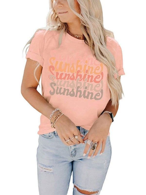 Women Letter Printed Short Sleeve T-Shirt