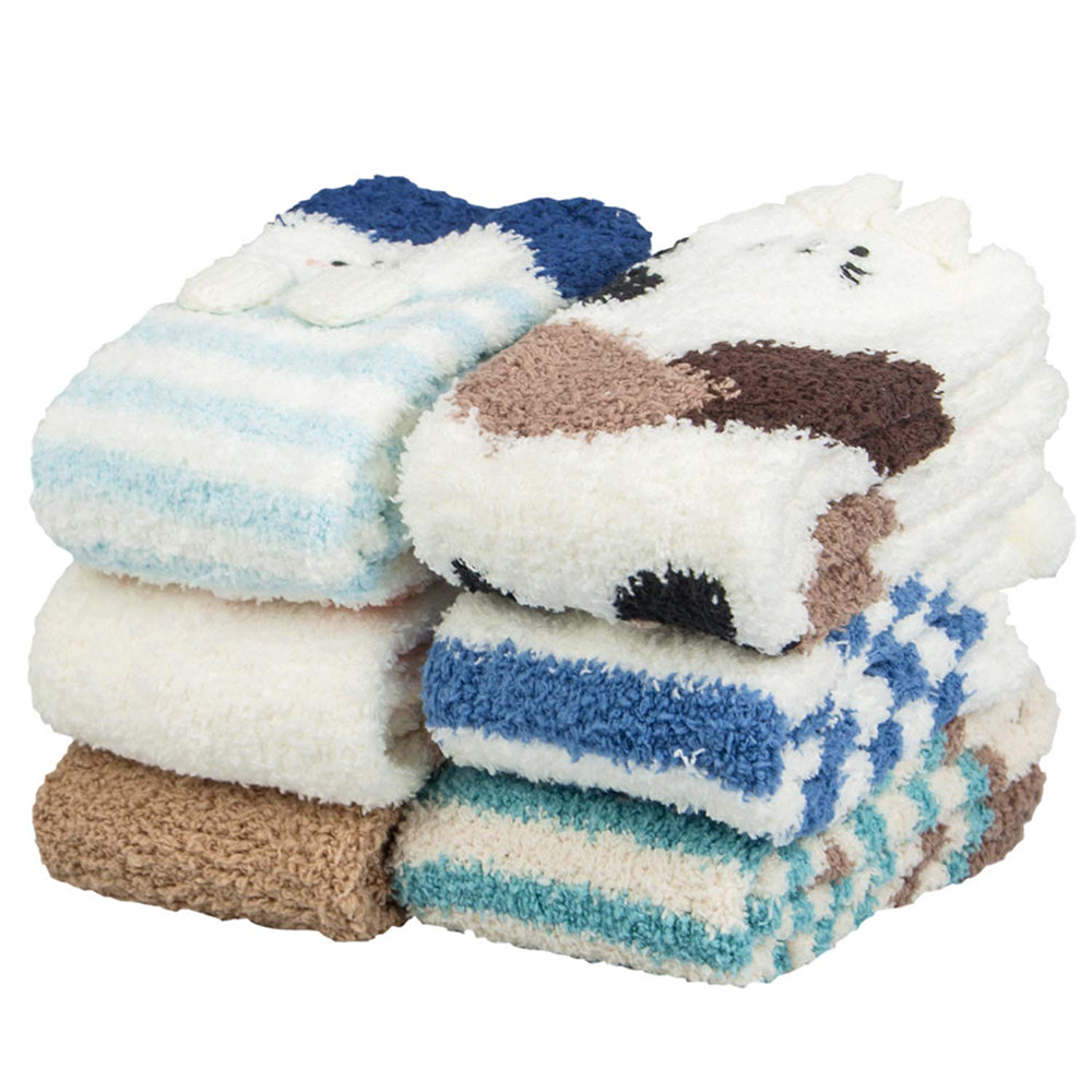 Womens Fuzzy Christmas Socks Winter Cozy Soft Fluffy Slipper Socks Gifts 6 Pairs