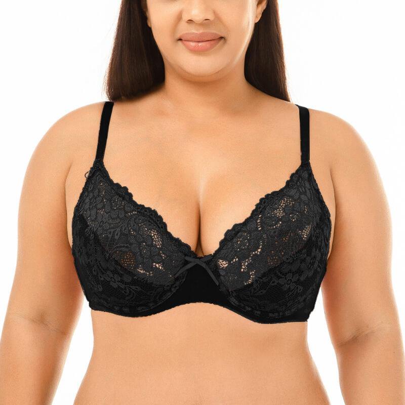 Summer Womens Plus Size Ultrathin Sexy Lace Ultimate Lift and Support Fashion Underwire Bra - CHALIER