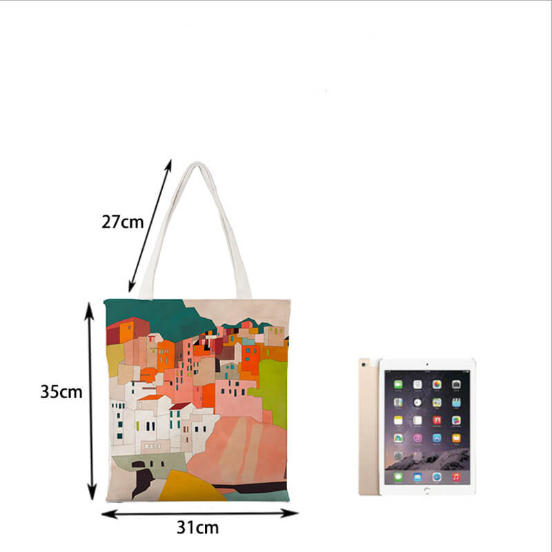 Eco Sunrise Printed Canvas Shoulder Handbag