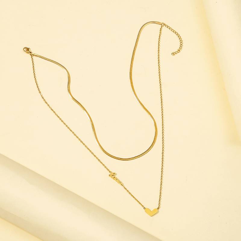 Female Hot Layered Necklaces Women Gold Choker Heart Design Jewelry