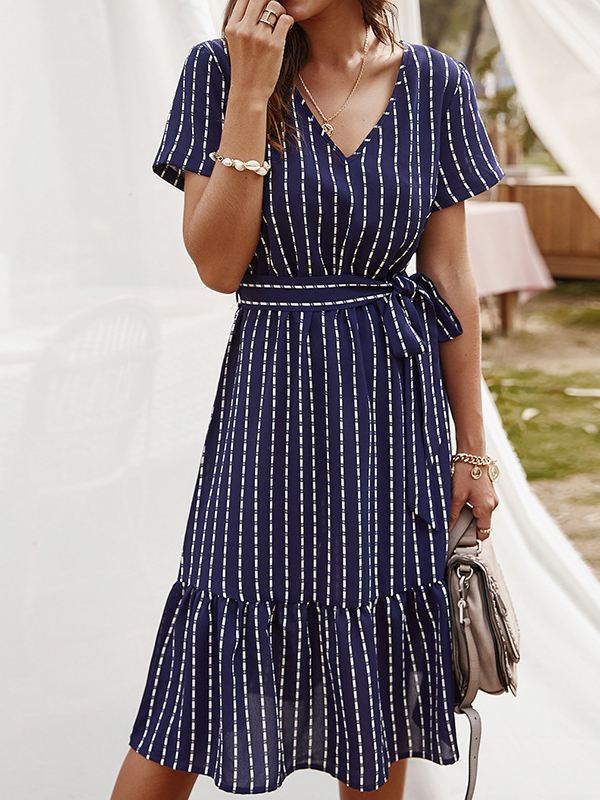 Women's Fashion Dress Hot V Neck Fringe Skirt