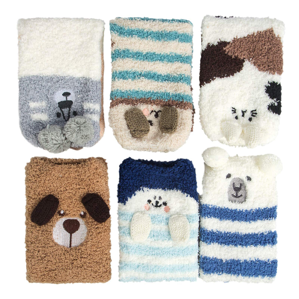 Womens Fuzzy Christmas Socks Winter Cozy Soft Fluffy Slipper Socks Gifts 6 Pairs