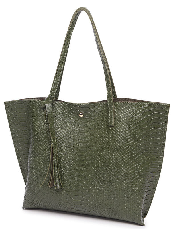 Women Solid Large Capacity Shoulder Handbag